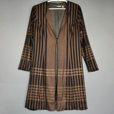 Soft Surroundings Duster Jacket Womens Medium Brown Black Open Front Geometric