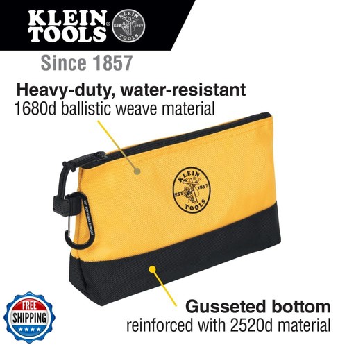 Klein Tools 55569 Stand-Up Zipper Bag Tool Pouch with Carabiners, Reinforced - Picture 2 of 5