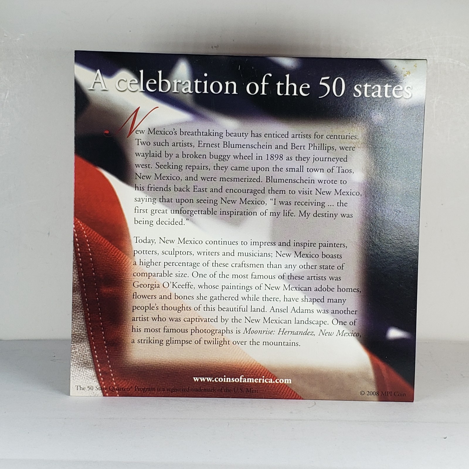 2008 NEW MEXICO State Quarters COINS OF AMERICA State Quarters Program