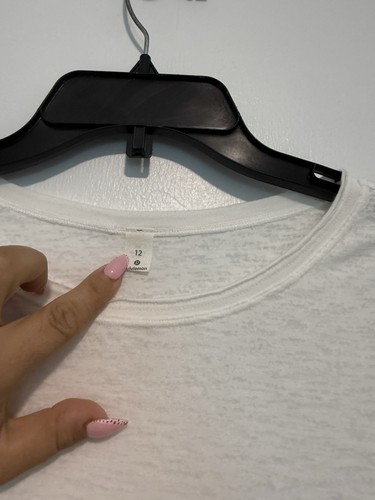 LULULEMON Sweetest Day Layered Burn Out Tee Long Sleeve Top Heather White Sz 12 - Picture 3 of 4