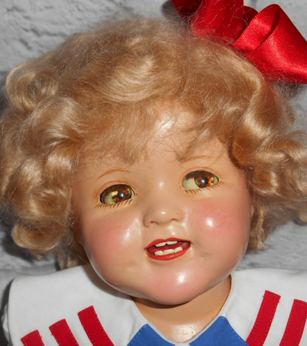 22" SHIRLEY TEMPLE BABY composition & cloth IDEAL DOLL htf Larger size marked - Imagen 3 de 22