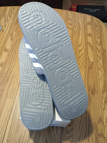 New ADIDAS Mens Adissage Slides Sandal Grey/White Size 18 US HQ4373 - Picture 4 of 5
