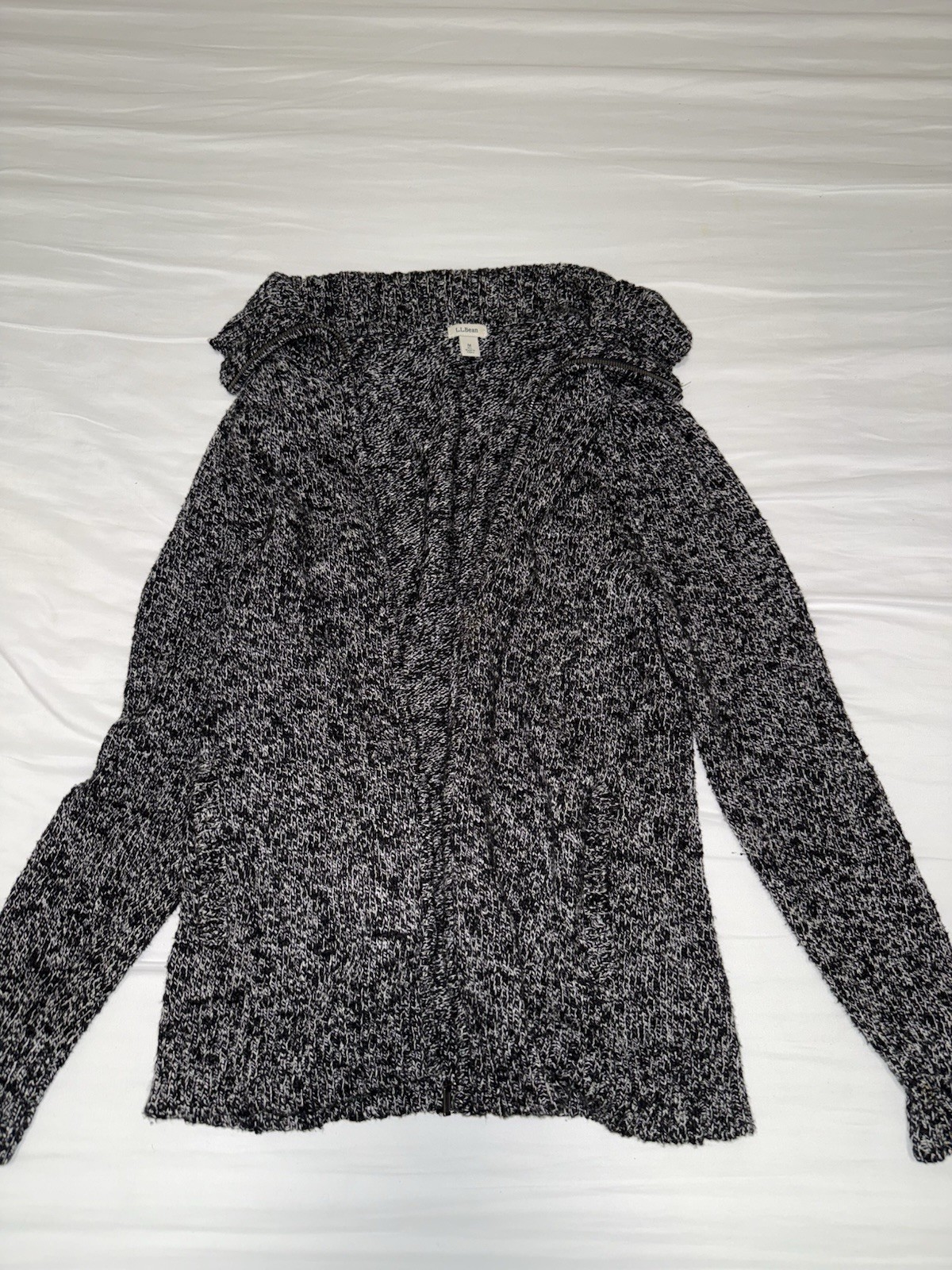 L L Bean Full Zip Charcoal Marled Gray Sweater Wo… - image 3