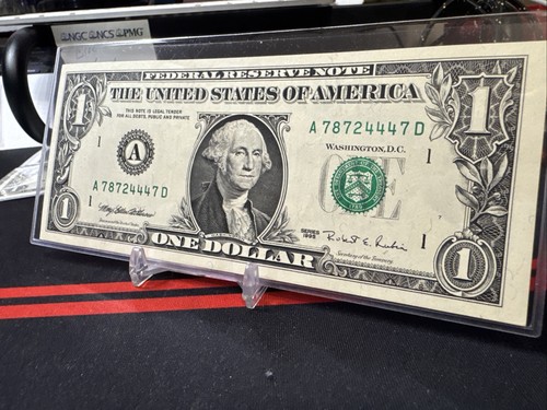 😎 $1 1995 A-D Plate #7/8 RUN 13 ( WEB NOTE) FEDERAL RESERVE NOTE - AU COND - Picture 2 of 7