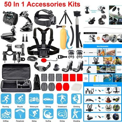 50-in-1 + Waterproof Case for Gopro Hero 13 12 11 10 Action Camera Accessory Kit