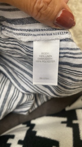 J Jill  Botanical Top  Women's XL Blue Boho Peasant Embroidered - Photo 9/9