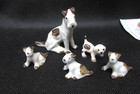 Vintage Lot of 3 Miniature Porcelain Wire Fox Terriers + Extra - Made In Japan