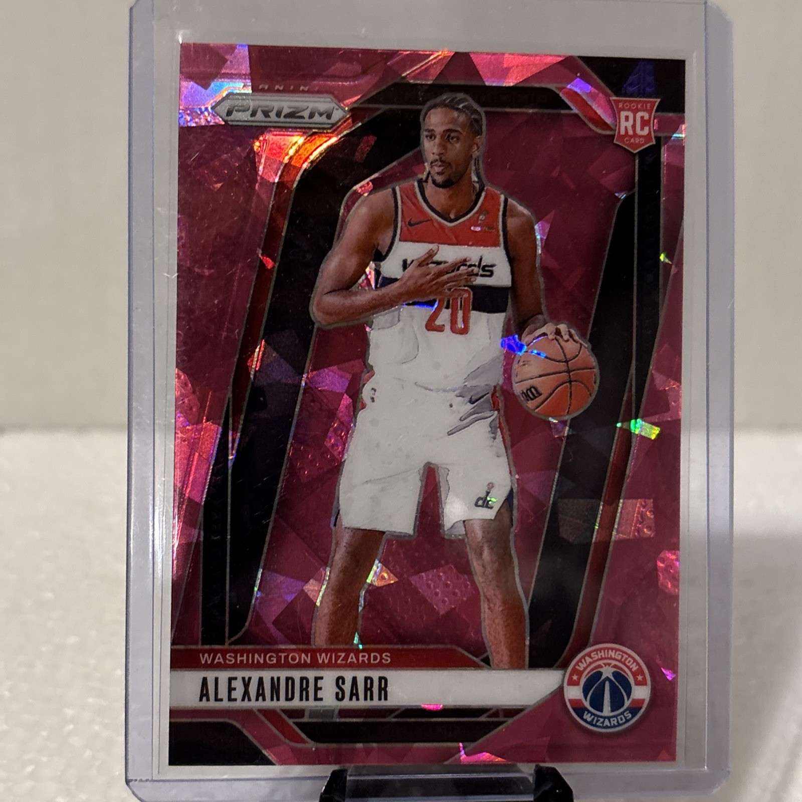 Alexandre Sarr 2024-25 Panini Prizm Pink Cracked Ice RC Wizards #264 Rookie
