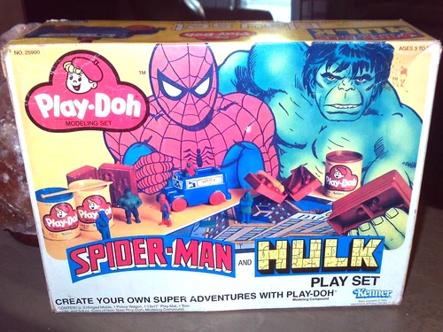 VINTAGE SPIDER-MAN HULK PLAY-DOH PLAY SET MARVEL AVENGERS RARE USED VF 1980