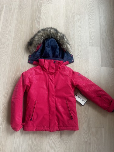 NWT Roxy American Pie Girl Kids Jacket (Size 8) Pink Removable Fur Hood