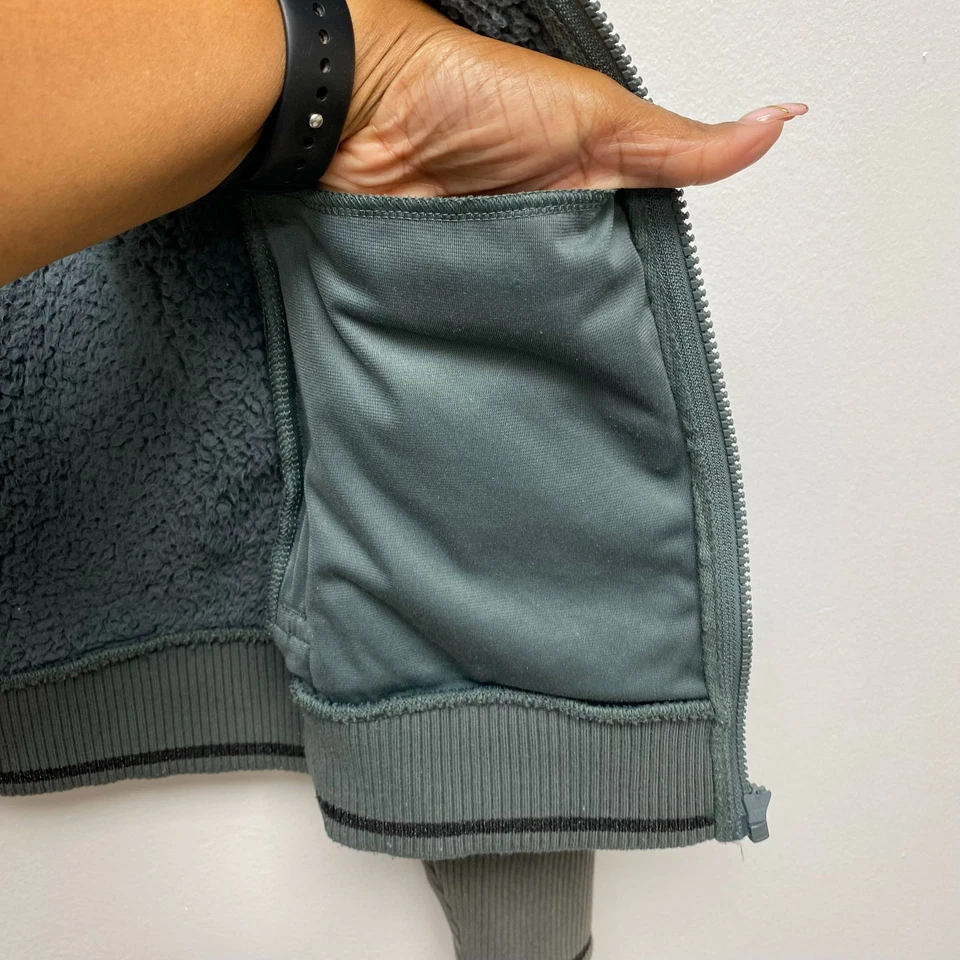 Athleta Womens Bali Green High Neck Cozy Fleece Full Zip Tugga Sherpa Jacket XS - Image 4 of 4