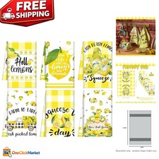 Lively Lemon Kitchen Hand Towels - Set of 6 for Effortless Cleaning and Style