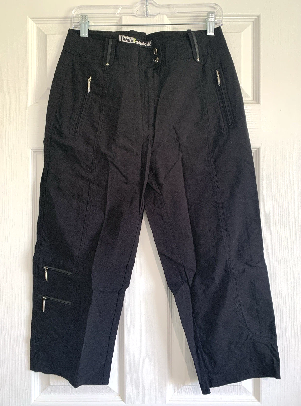 Jamie Sadock Capri Pants Womens 6 Black Straight Zippers Golf Athleisure