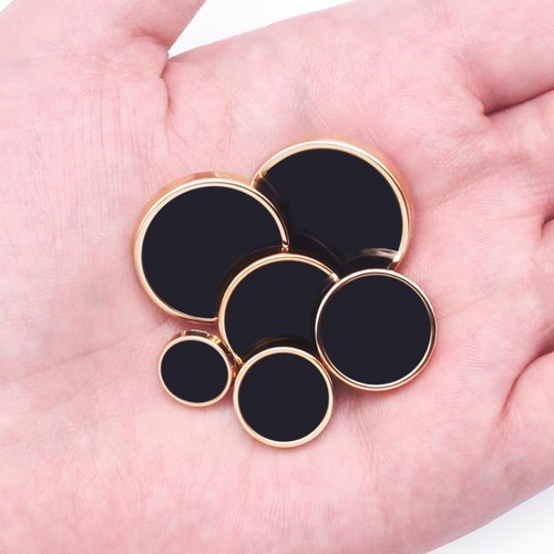 Metal Alloy Shank Buttons 36 Pieces Mixed 6 Sizes Gold Black for Sewing - Picture 4 of 8