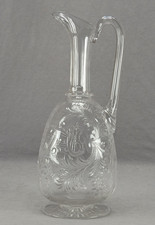 Late 19th Century Stourbridge Engraved Monogrammed Floral Scrollwork Claret Jug