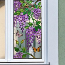 Adesivo statico per finestra con motivo floreale vite naturale 11,81x35,43 pollici PVC