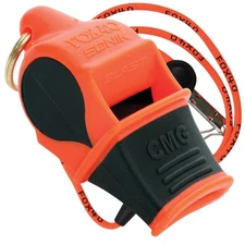 Fox 40 Sonik Blast CMG 3-Chamber Pealess Whistle + Lanyard, Orange/Black