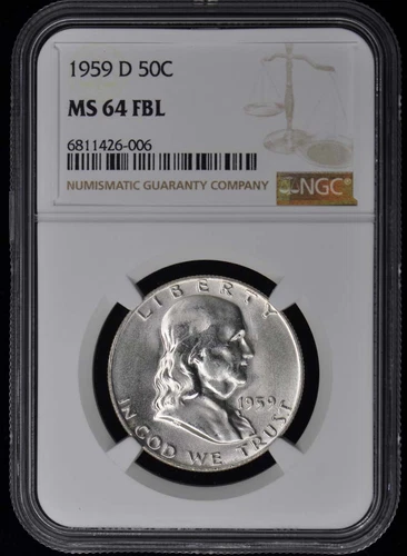 1959-D Franklin Half Dollar 50C NGC MS64FBL