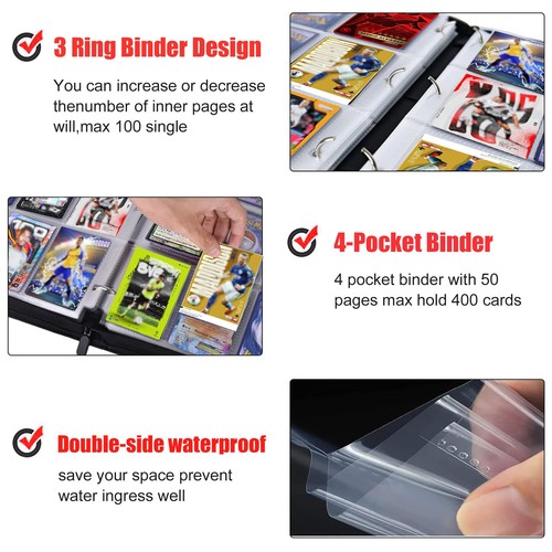 400 Pockets Soccer Card Binder for Soccer Trading Cards 2024-2025,Portable Wa... - Picture 5 of 6