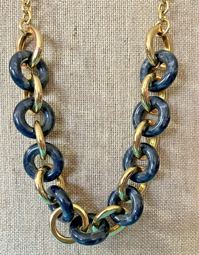 Talbots 23" Marbled and gold resin Chunky statement necklace