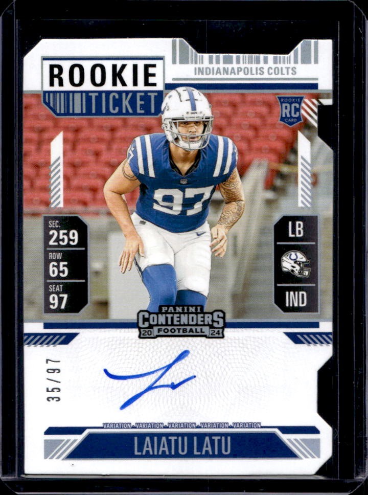 2024 Contenders Laiatu Latu Rookie Ticket RPS Auto RC Stub #35/97 Colts