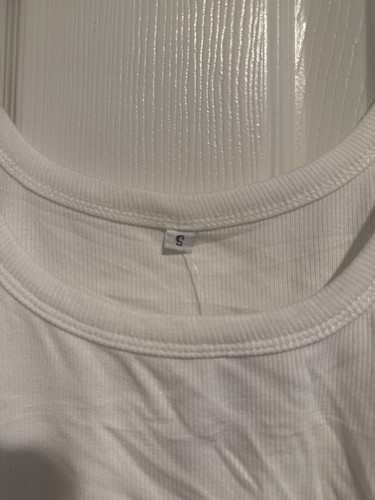 Women's Size S White Ribbed Cropped Tank Top - Bild 5 von 8
