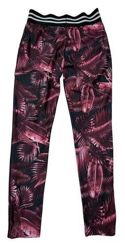 EVERLAST Leggings Black With Pink Palm Leaves Leg Logo Gym Activewear Size 14 - Picture 4 of 14