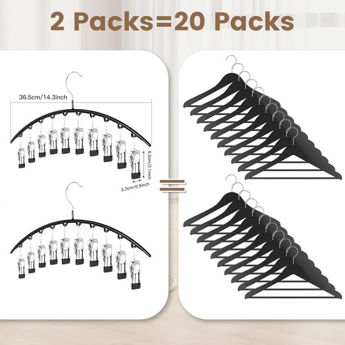 2 Pack Legging Organizer Metal Pants Hangers W/10 Clips, Space Saving for Closet - Bild 7 von 11