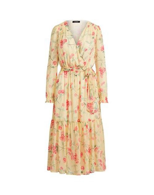 Lauren Ralph Lauren Floral Crinkled Georgette Dres YellowSage Multi 6