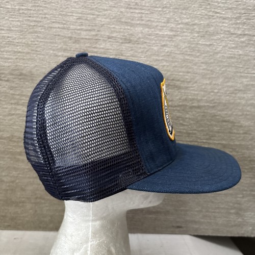 VTG Carhartt Centennial Patch SnapBack Hat Cap USA 1989 Blue Denim Trucker OSFA - Picture 4 of 9