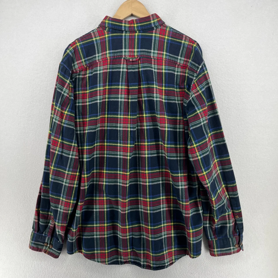 Рубашка мужская LAND END XL 17-17,5 клетчатая традиционный крой фланелевая на пуговицах синяя - Изображение 3 из 4