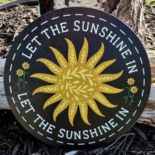 Sunflower Sunshine Door Hanger Painted Porch Sign Wall Hanging Front Door Decor