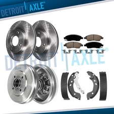 Front Rear Disc Rotors Drums Brake Pads Shoes for 2012 - 2019 Nissan Versa 1.6L