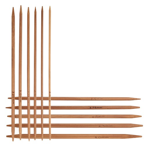 (5,1 Zoll/13 cm) 11er Set Bambus Doppelspitz Stricknadeln Set 11 Größen AD - Bild 5 von 6