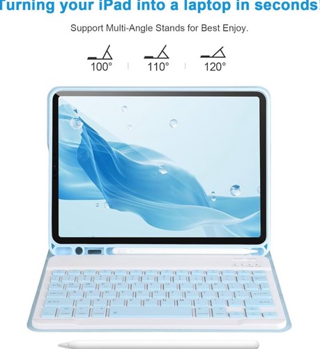 APHBZGE Custodia tastiera magnetica blu chiaro per iPad Pro 11 - Foto 4 di 7