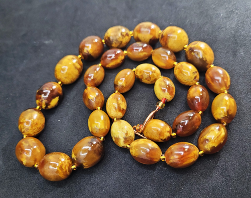 47,97gr Vintage Baltischer Bernstein Perlenkette Eigelb Antik Royal - Bild 4 von 11