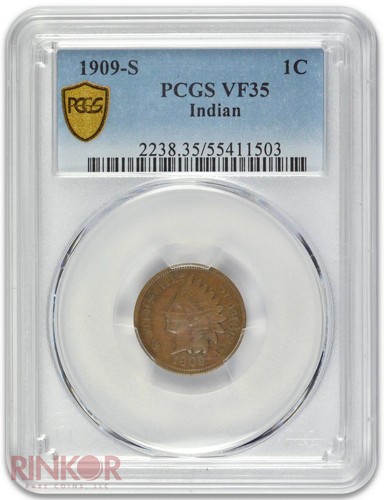 1909-S 1C Indian Cent PCGS VF-35 - Picture 1 of 3