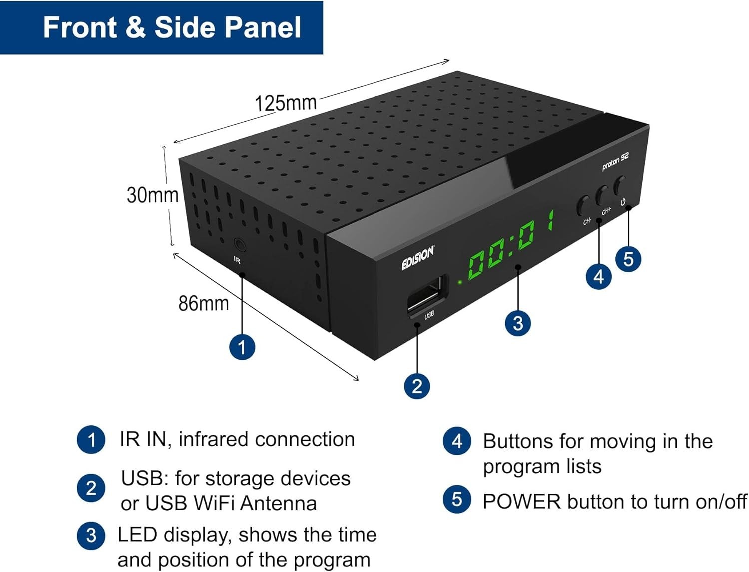 EDISION PROTON S2 Boîtier DVB-S2 Résolution des Problèmes de Réception TV Satellite Full HD - 4