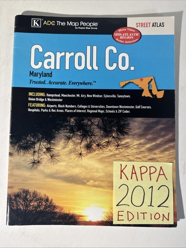 Carroll County Maryland Street Atlas 2012 Kappa ADC Guide Westminster MD Map - Picture 1 of 18