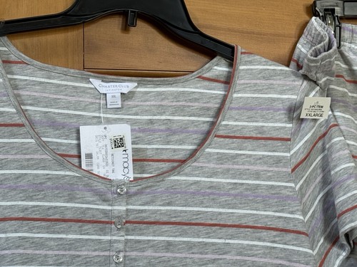 Charter Club Pajama Set, Gray Stripe Shirt & Short, 2 pc Woman XXL, 2XL $35 NWT - Picture 4 of 5