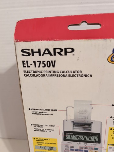NIB Sharp EL-1750V Two-Color Printing Calculator Large 12 Digit LCD Display ST - Picture 11 of 15