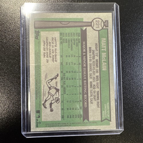 2025 Topps Heritage Chrome Light Blue Sparkle Matt McLain #221 Cincinnati Reds - Picture 2 of 2