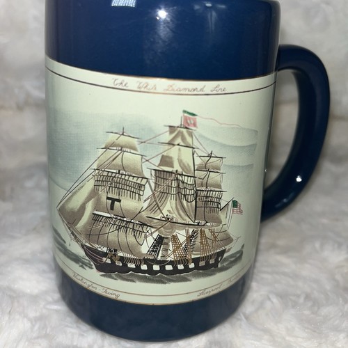 OTAGIRI Japan Mug Washington Irving Clipper Ship, BLUE, Boston - Liverpool, 4” - Picture 6 of 11