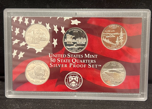 2005 US Mint Silver Proof Set 50 State Quarters 11 piece set. US MINT box & COA - Picture 6 of 11