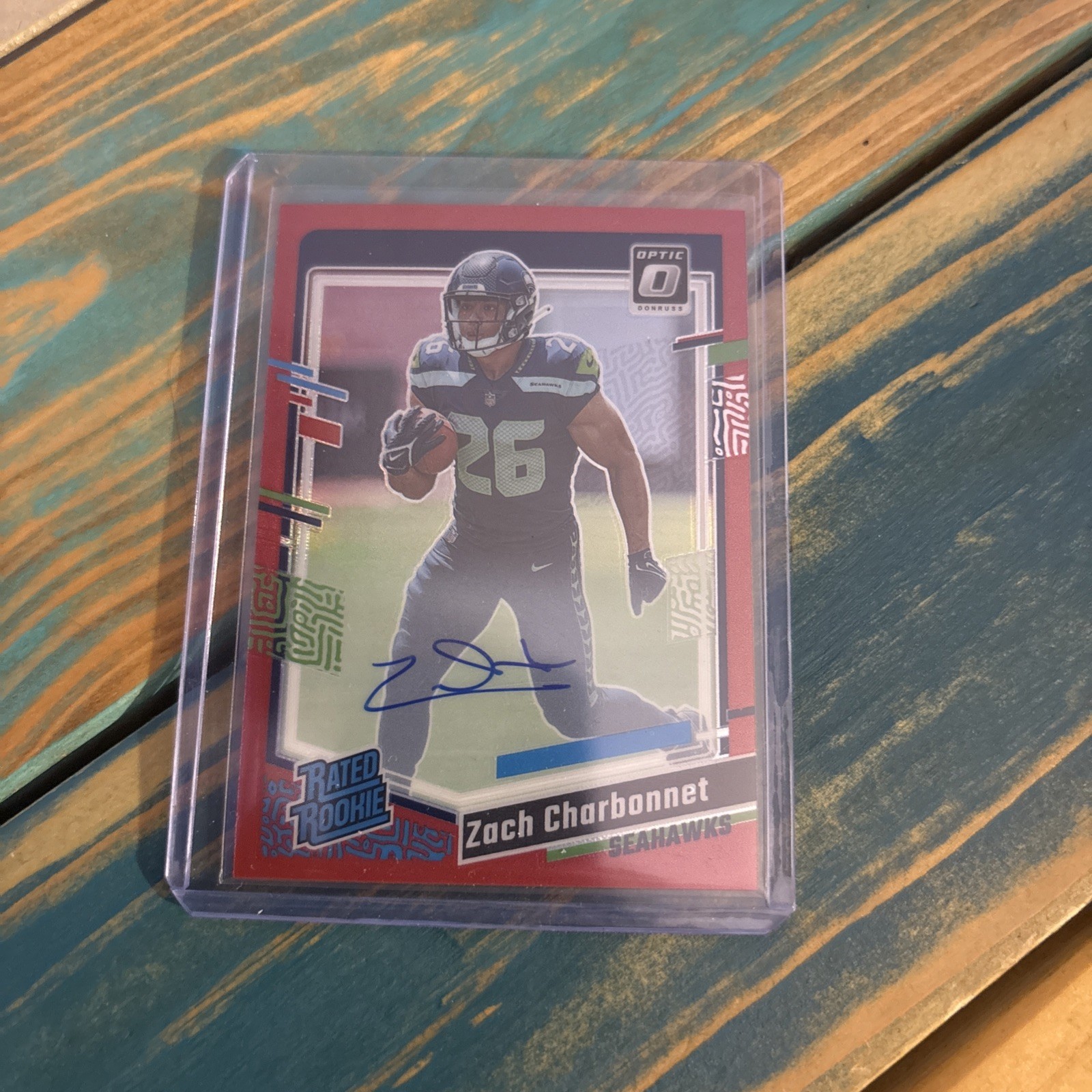 2023 Panini Donruss Optic - Rated Rookie Zach Charbonnet Auto #294 Red 28/ 75