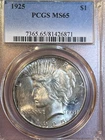 1925 P PEACE  Dollar  GEM BU  PCGS MS 65  START $.99