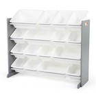 Humble Crew Supersized Toy Storage Organizer with 16 Removable Bins, Grey/Whi...