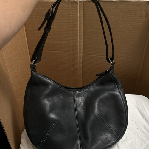 Tignanello Tig Two Black Leather Medium Handbag Hobo Classic Vintage Y2K - Picture 4 of 16