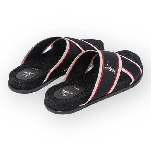 43 UK 10 US 11 Christian Louboutin Men’s Black Mule Sandals Slide Logo Slider - Picture 4 of 6