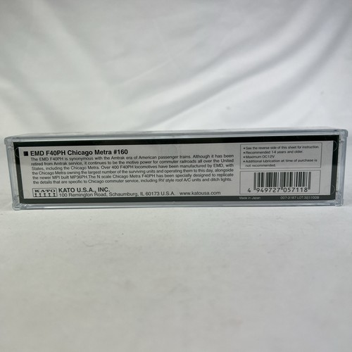 KATO N-Scale 176-9102 EMD F40PH Chicago Metra #160 PRECISION RAILROAD MODELS - Picture 2 of 13